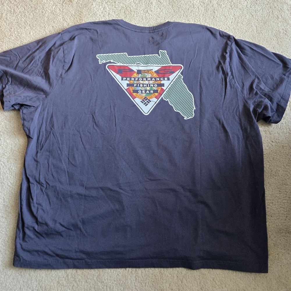 NWOT Columbia Men's PFG graphic t-shirt 100% cotton tee 4X XXXXL gray fishing